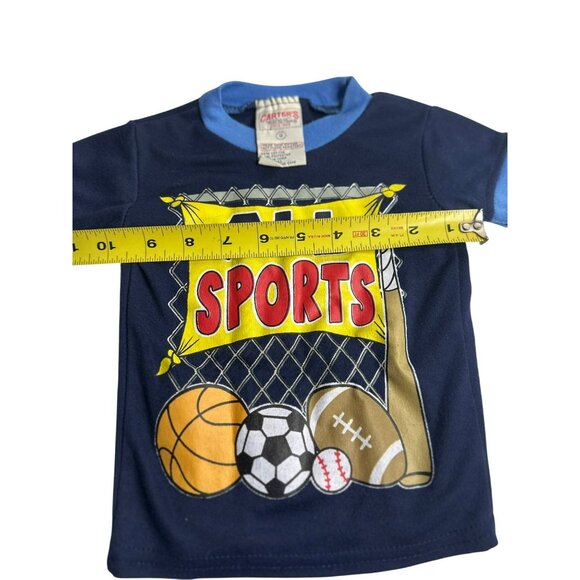 VTG Y2K Carters All Sports Ball Shirt | Toddler Boy 10"x11" Ringer Tee 12 Months - Picture 6 of 6